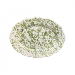 Plat Ovale 32 cm Points Vert