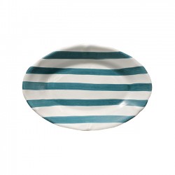 Plat ovale 35cm Rayure Vert