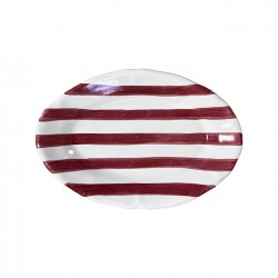 Plat ovale 35cm Rayure Rouge