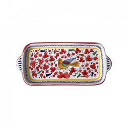 Plat 28 cm Oiseau Fleurs Rouge