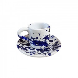 Coffee cup with blue dots