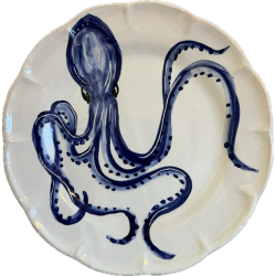 Assiette 20 cm Poulpe Bleu