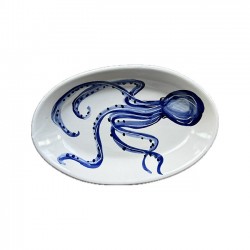 Plat Ovale 30 cm Poulpe Bleu