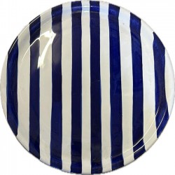 Plat Pizza Rond Rayures Bleues